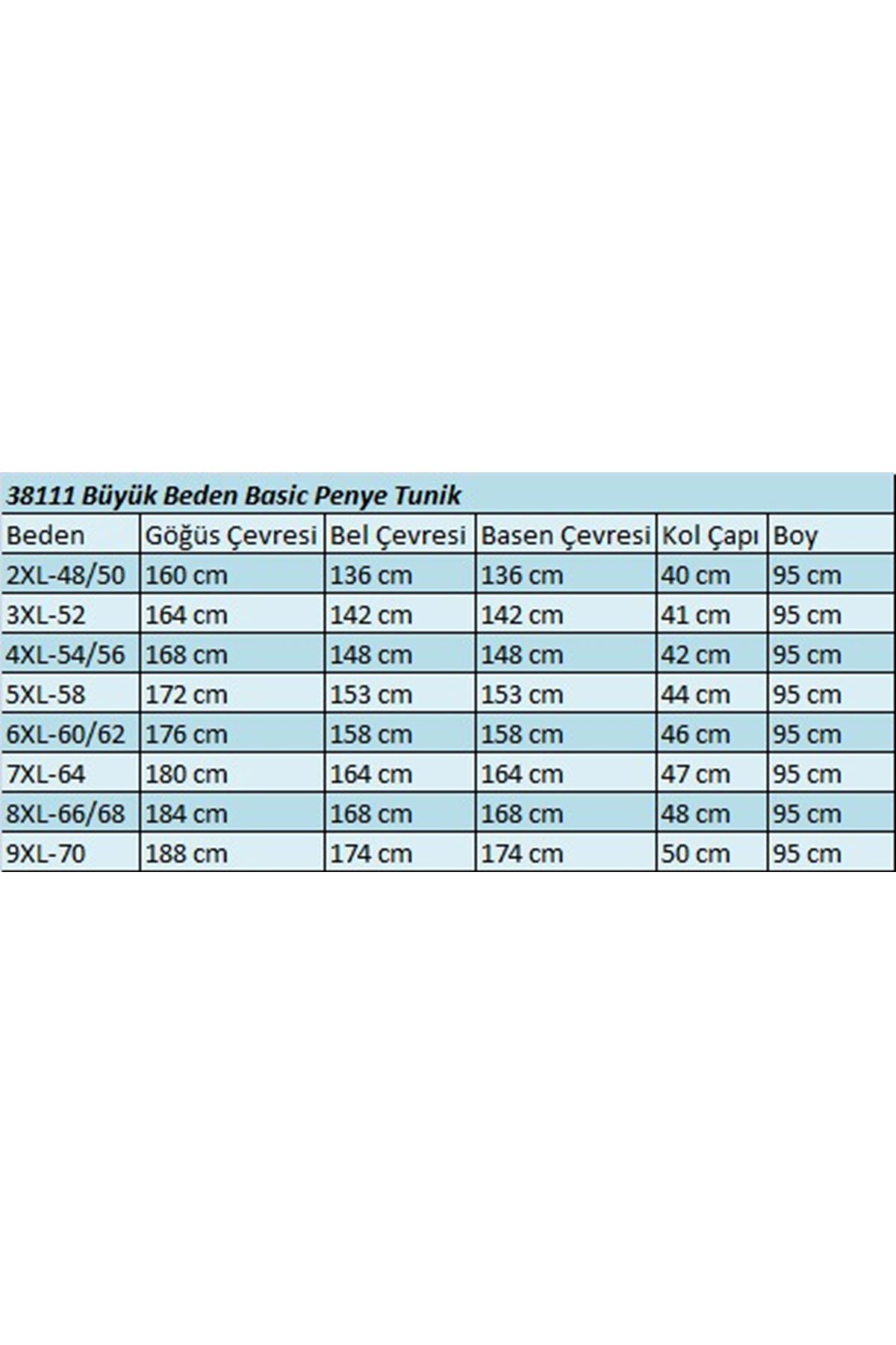 38111 Büyük Beden Basic Penye Tunik - Vizon