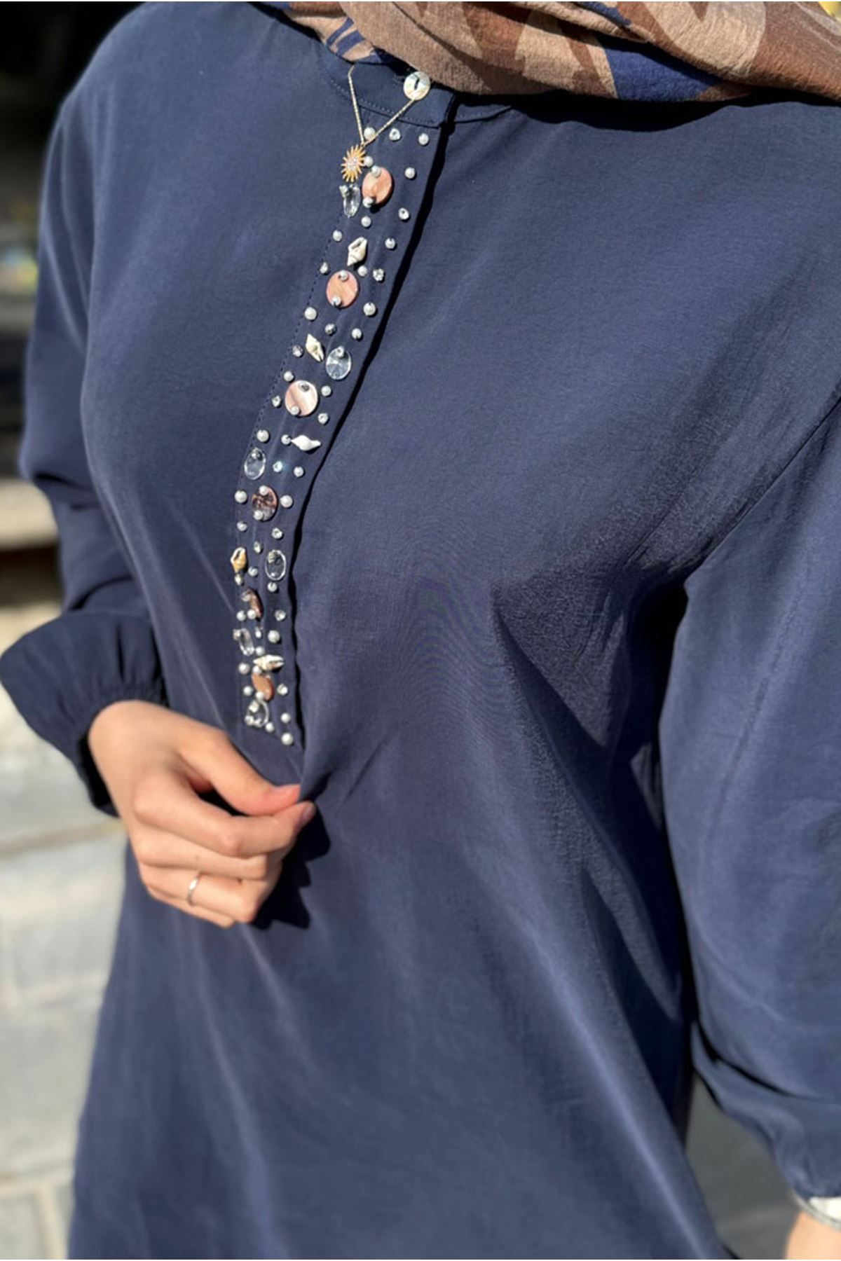 26Y7578 - LACİVERT - DENİZ KABUĞU TAKIM 