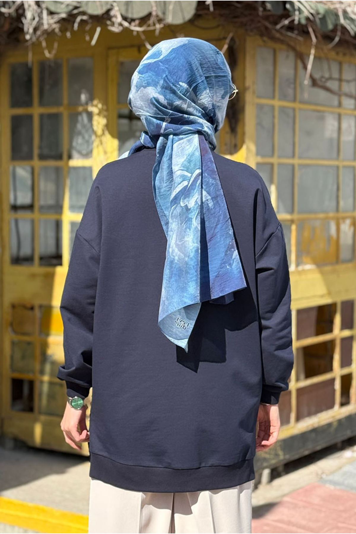 26Y7056 - LACİVERT - FERMUARLI CEP DETAY TUNİK