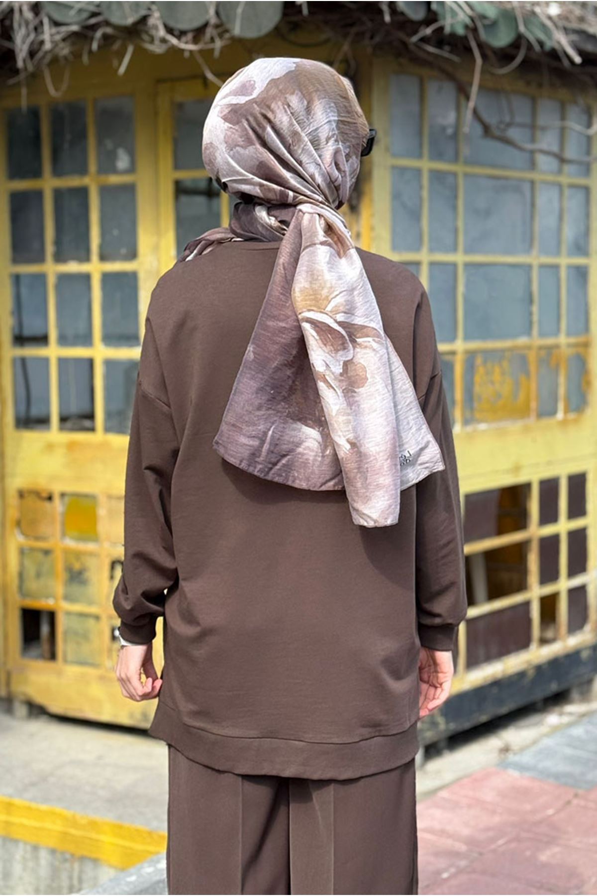 26Y7056 - KAHVE - FERMUARLI CEP DETAY TUNİK 