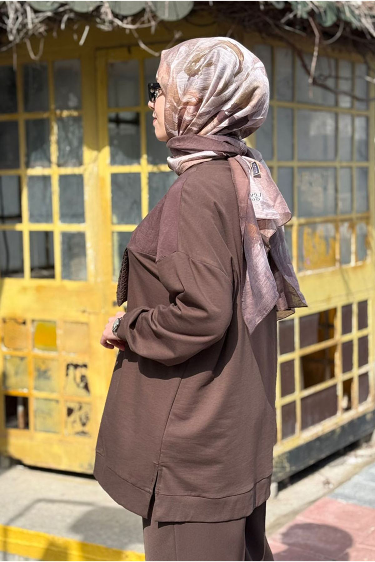 26Y7056 - KAHVE - FERMUARLI CEP DETAY TUNİK 