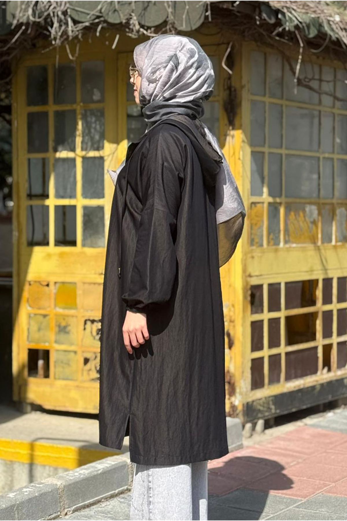 26Y7228 - KAHVE/SİYAH -  FERMUARLI KAPÜŞONLU KAP