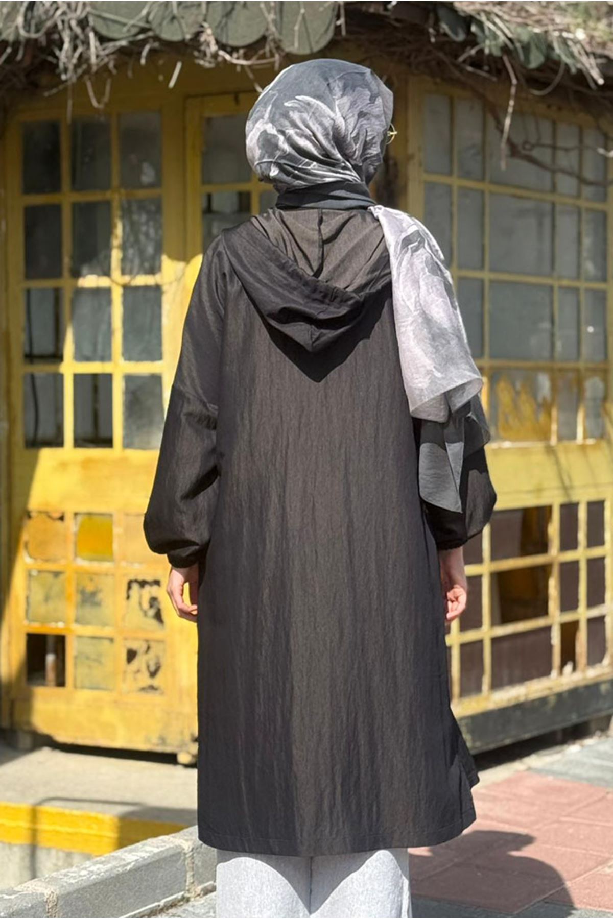 26Y7228 - KAHVE/SİYAH -  FERMUARLI KAPÜŞONLU KAP