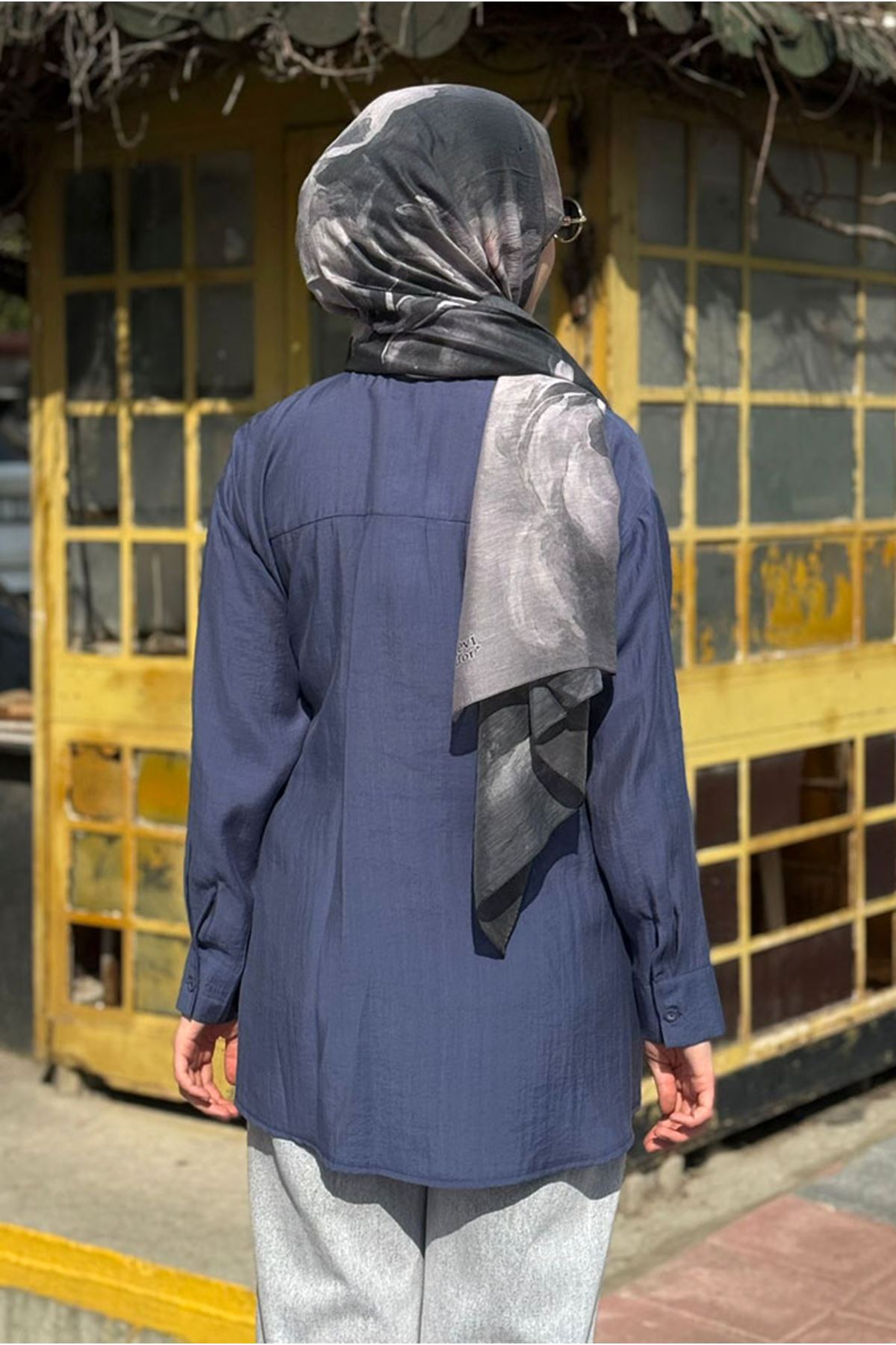 26Y7084 - İNDİGO - BELİ BAĞLAMALI TUNİK