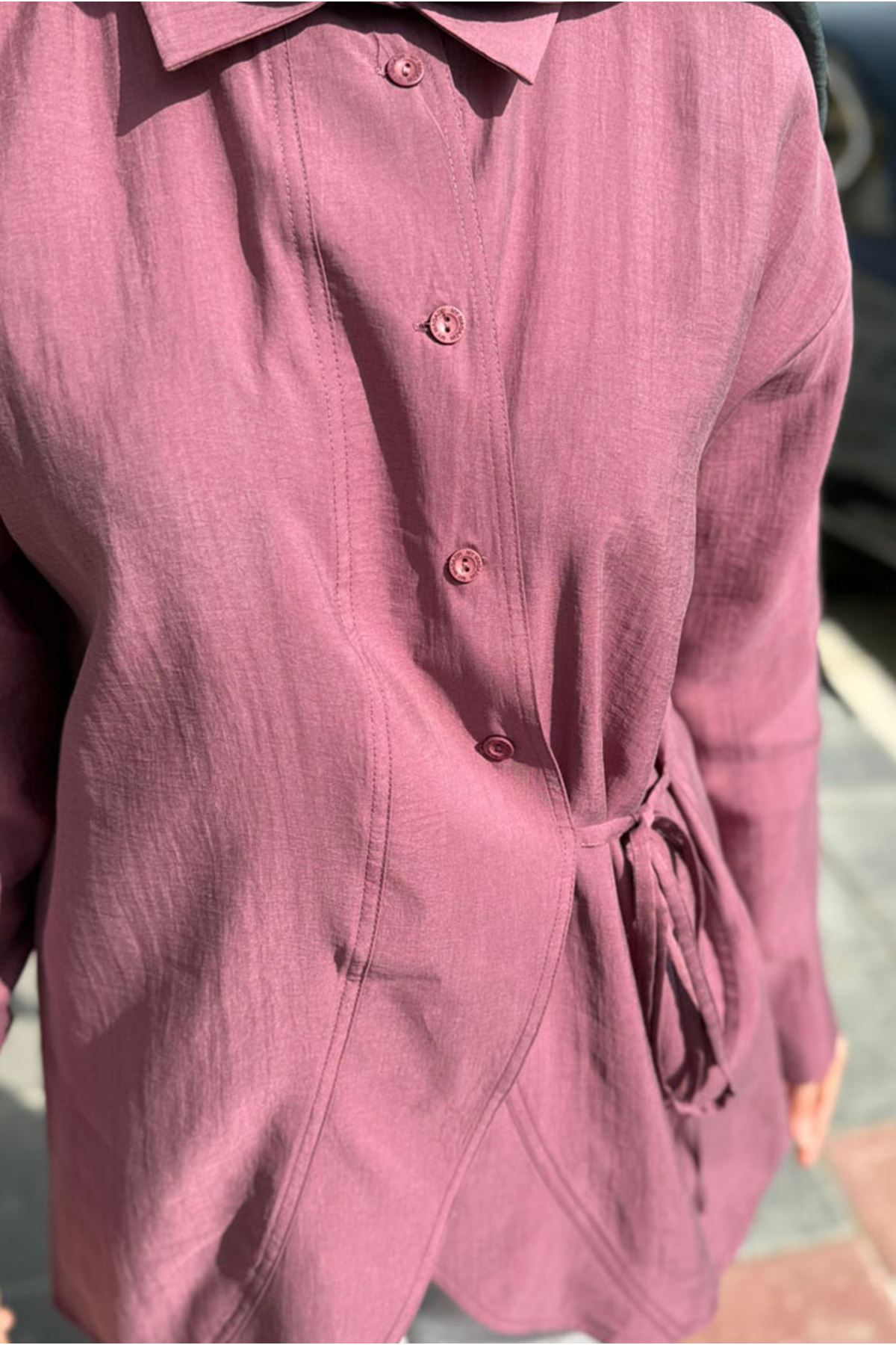 26Y7084 - MÜRDÜM - BELİ BAĞLAMALI TUNİK