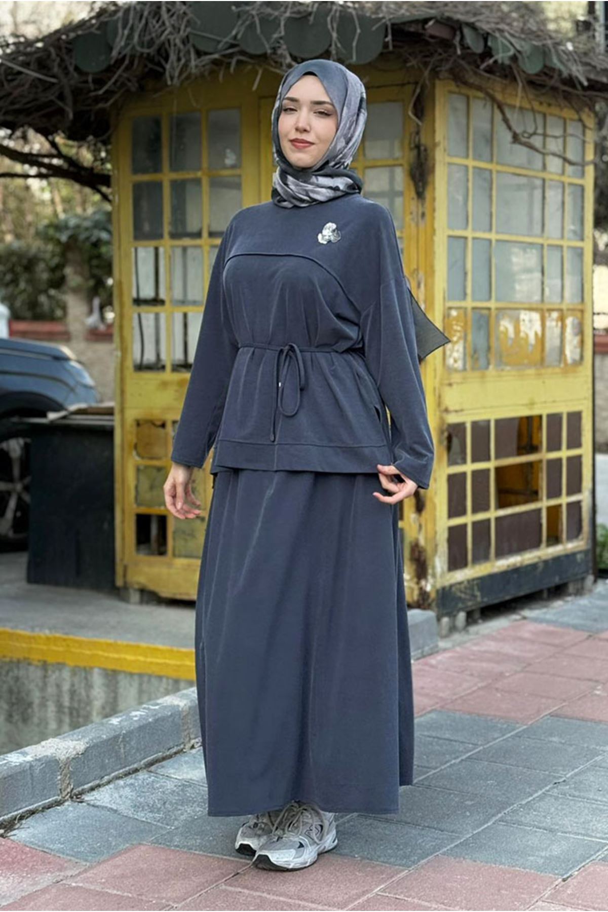 26Y6630 - LACİVERT - BROŞLU İPLİ TAKIM