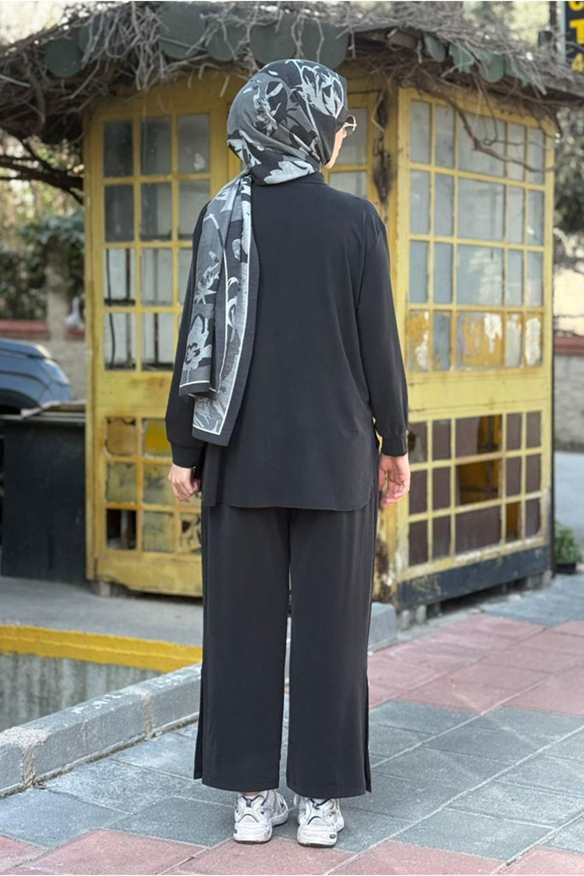 26Y6625 - SİYAH - ÇITÇITLI İPLİ TAKIM 