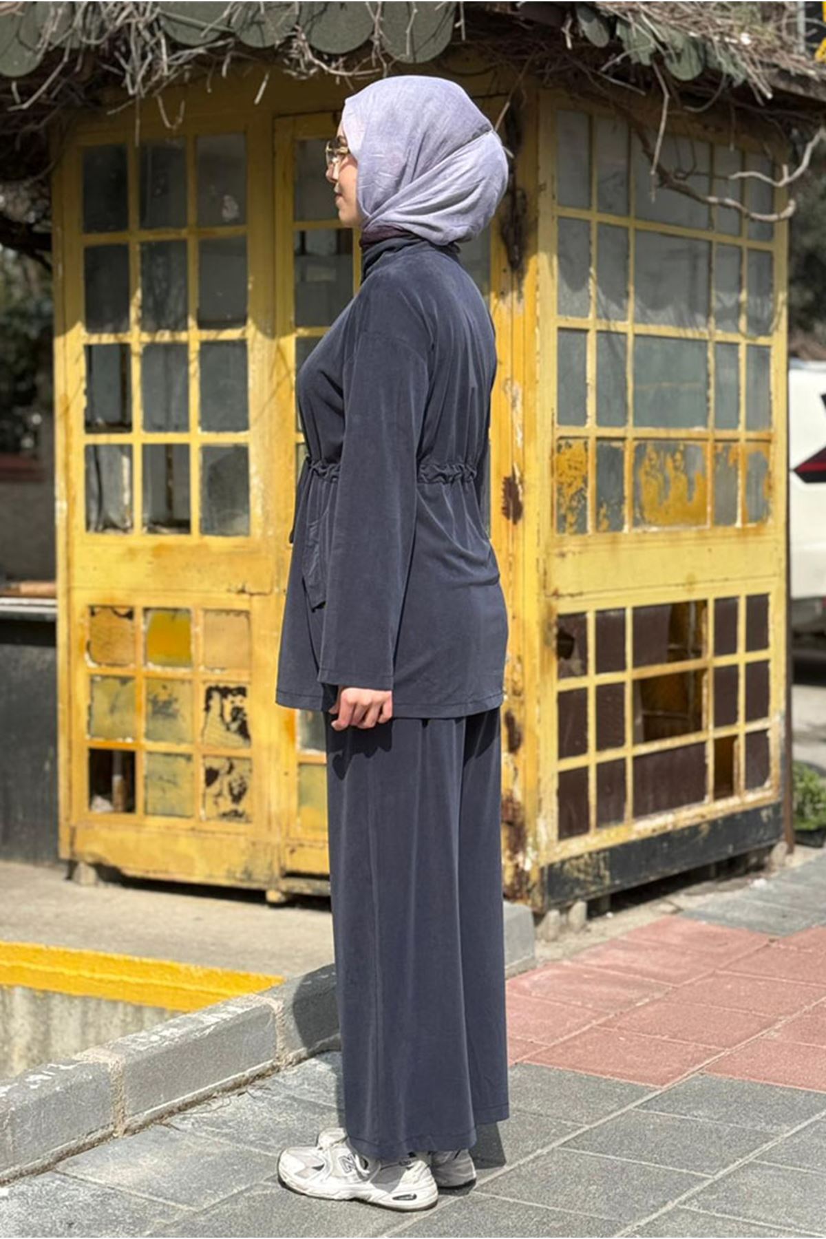 26Y6620 - LACİVERT - BELİ BÜZGÜLÜ HAKİM YAKA TAKIM