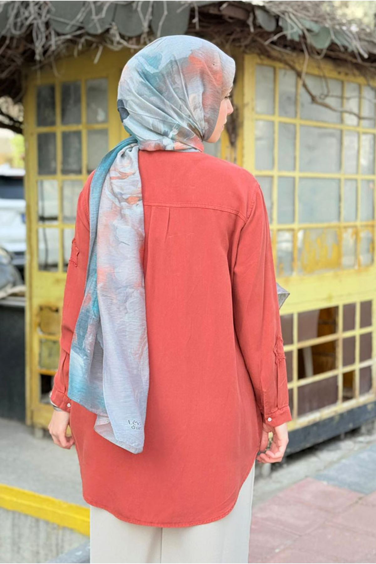 26Y6505 - KİREMİT - YILDIZ TENCEL GÖMLEK