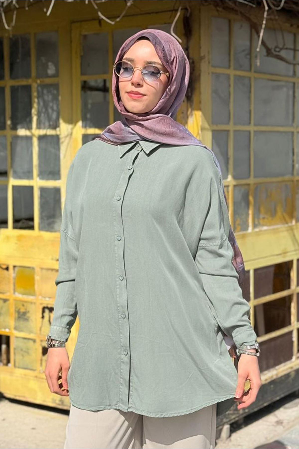 26Y7088 - ÇAĞLA - BASİC TENCEL GÖMLEK