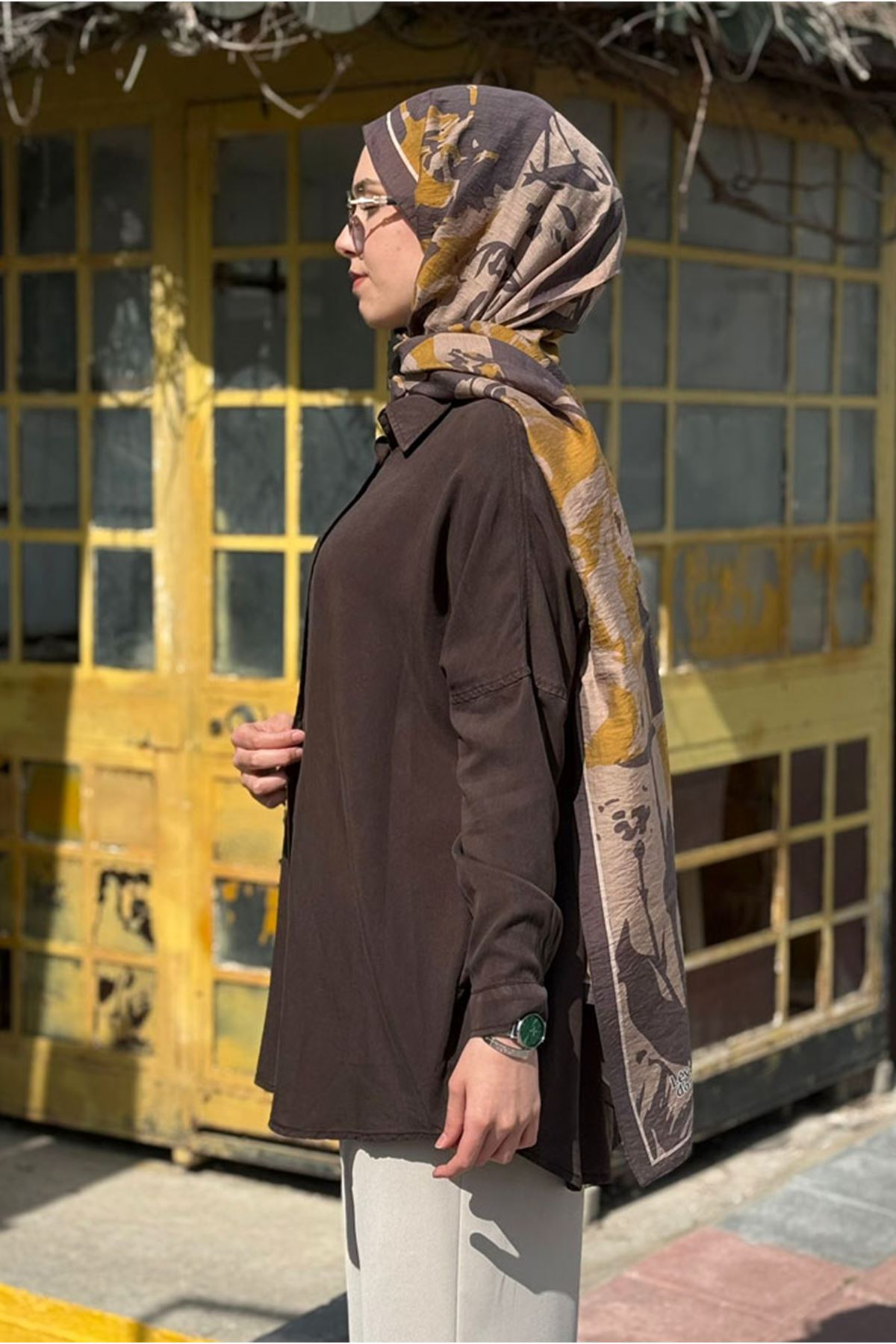 26Y7088 - KAHVE - BASİC TENCEL GÖMLEK 