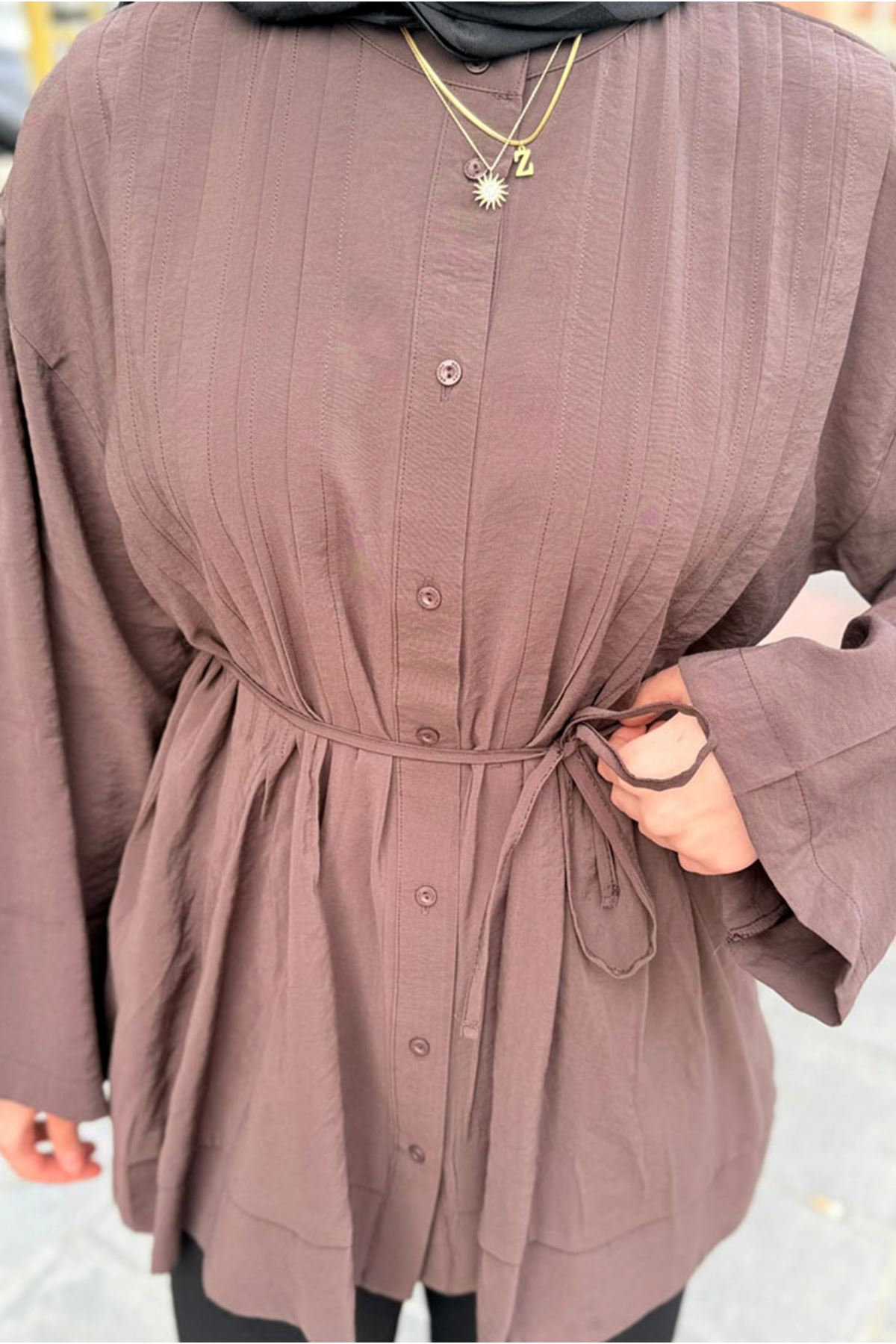 26Y6535 - KAHVE - NEVUR DETAYLI GÖMLEK