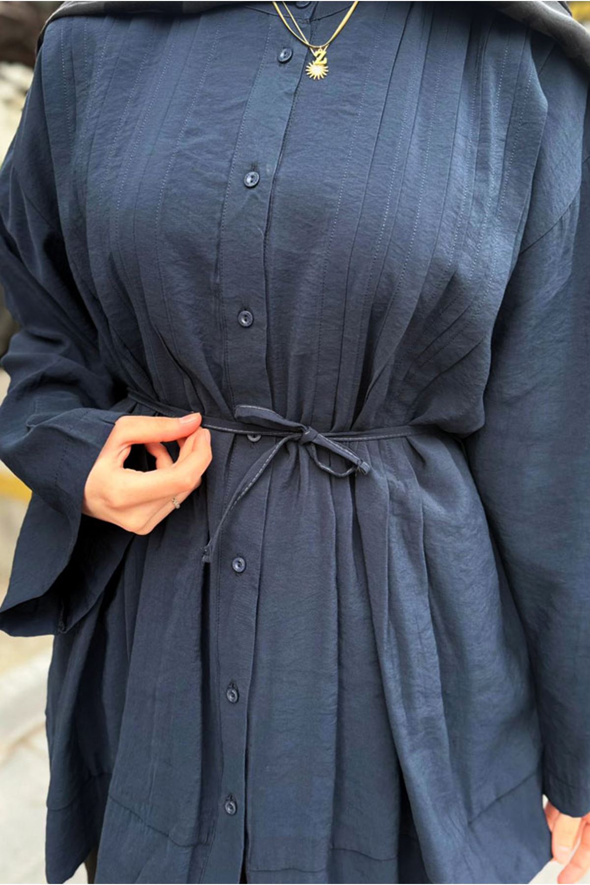 26Y6535 - LACİVERT - NEVUR DETAYLI GÖMLEK