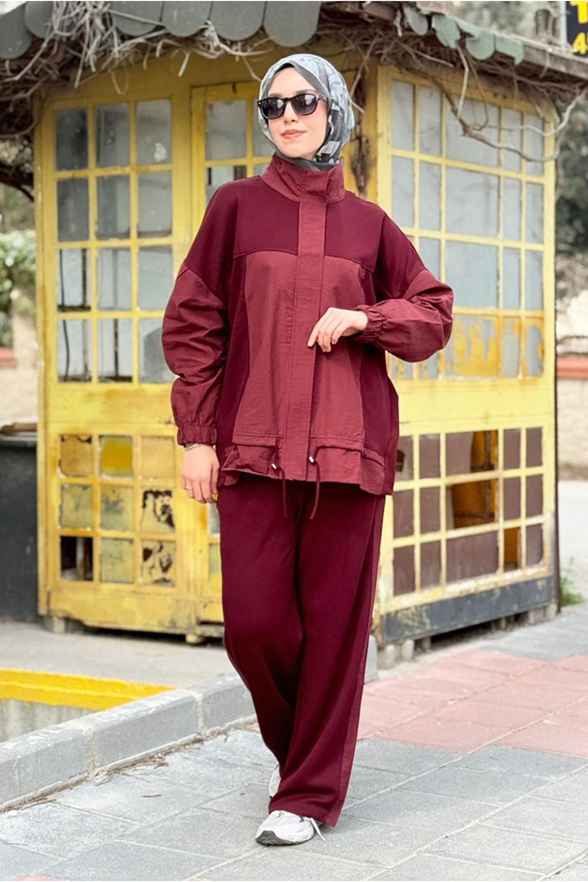 26Y6675 - BORDO - GARNİ DETAYLI BAĞCIKLI TAKIM