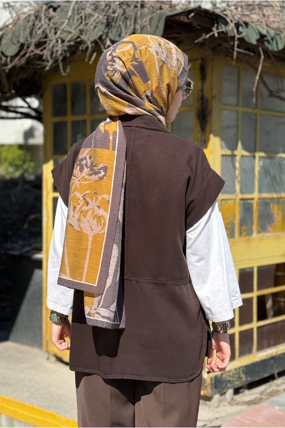 26Y7244 - KAHVE - TENCEL KOT YELEK