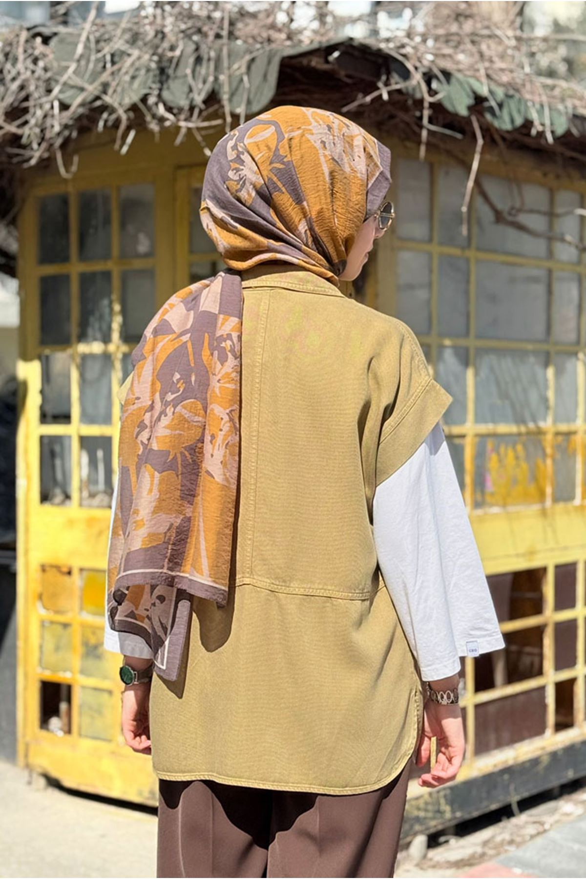 26Y7244 - YAĞ YEŞİLİ - TENCEL KOT YELEK 