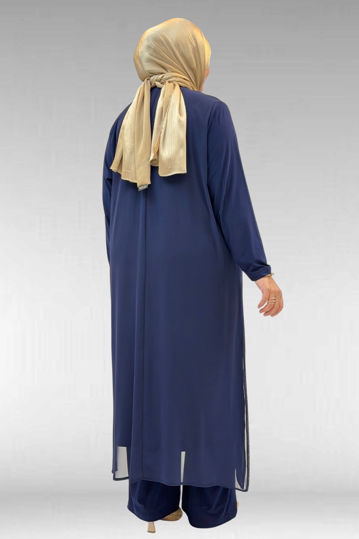 67024 Büyük Beden Sandy-Şifon Elbise - Lacivert