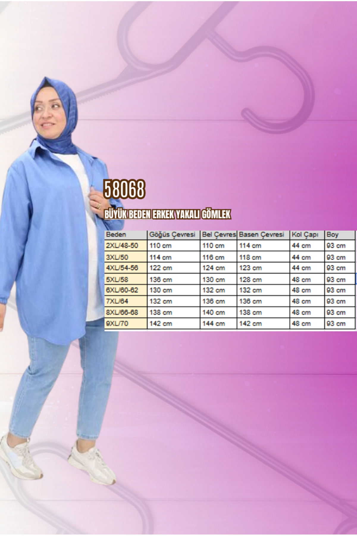 58068 Büyük Beden Erkek Yakalı Gömlek - Kırmızı Kırçıllı