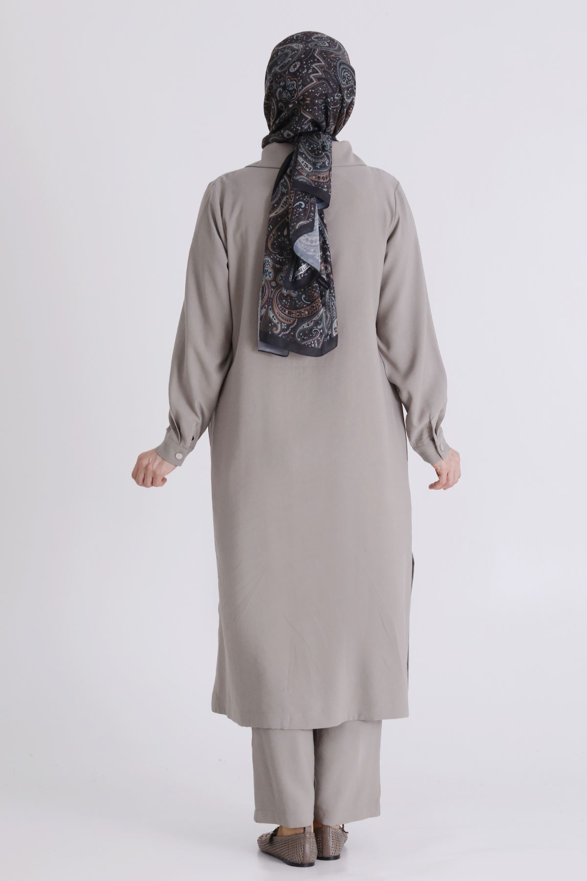 26YV3560 - KÜF YEŞİLİ - Büyük Beden Tesettür Pantolonlu Takım