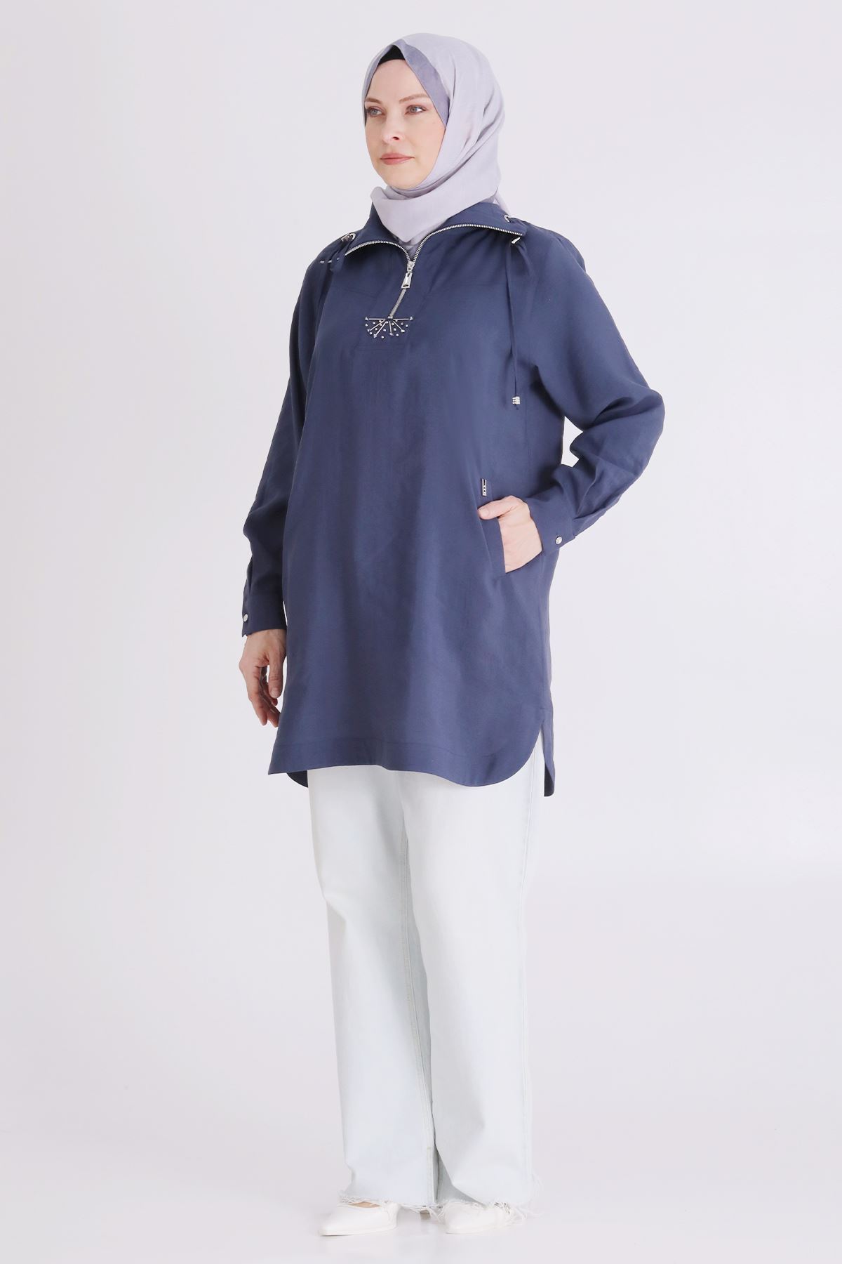 26YV23039 - İNDİGO - Büyük Beden Tesettür Tunik 