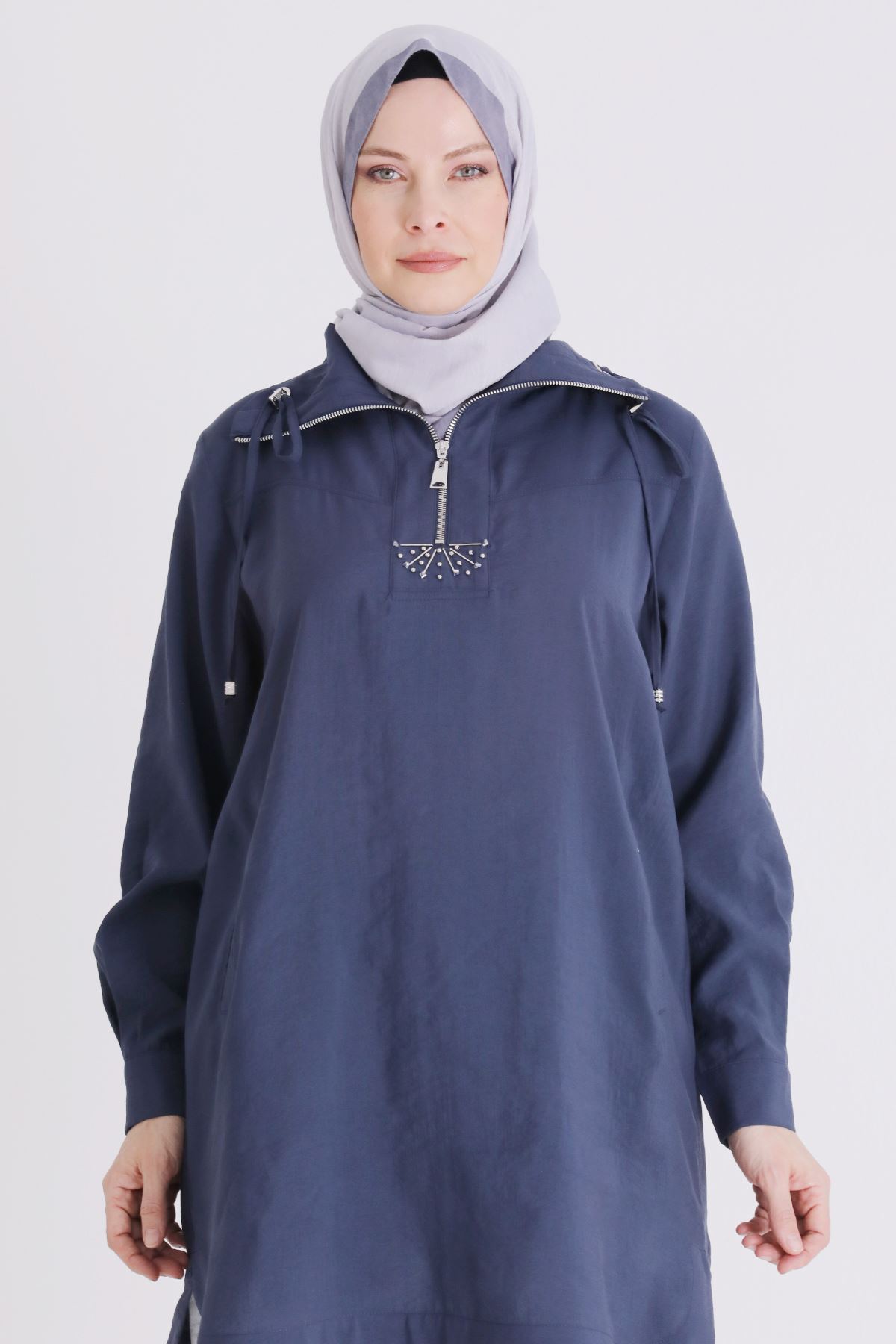 26YV23039 - İNDİGO - Büyük Beden Tesettür Tunik 