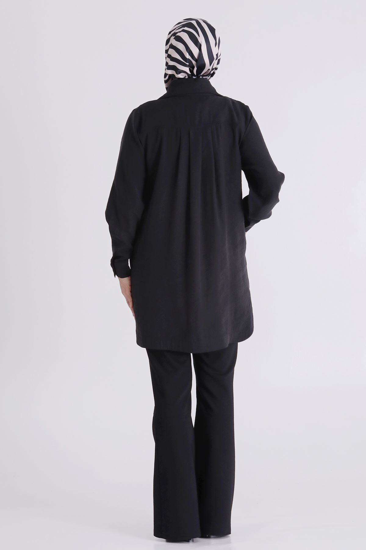 26YV23039 - SİYAH - Büyük Beden Tesettür Tunik