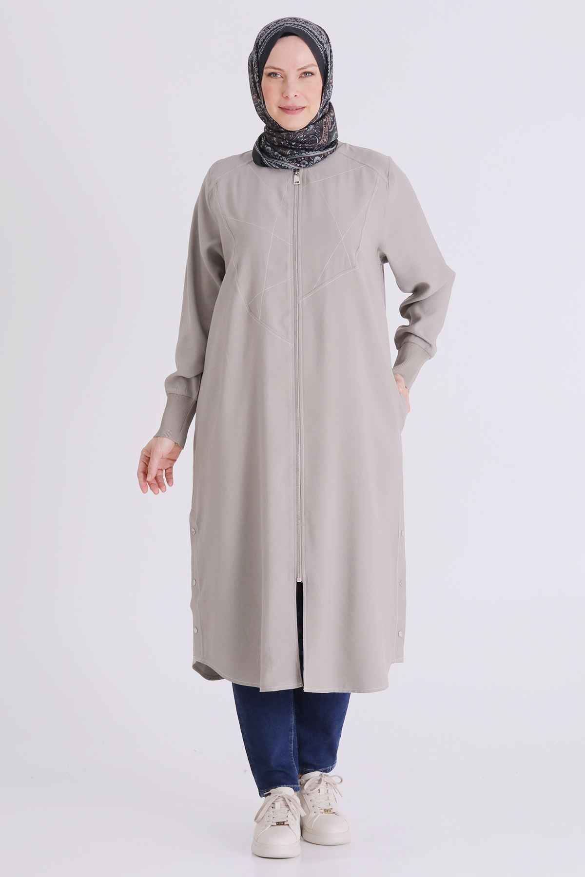 26YV2553 - KÜF YEŞİLİ  - Büyük Beden Tesettür Kap 