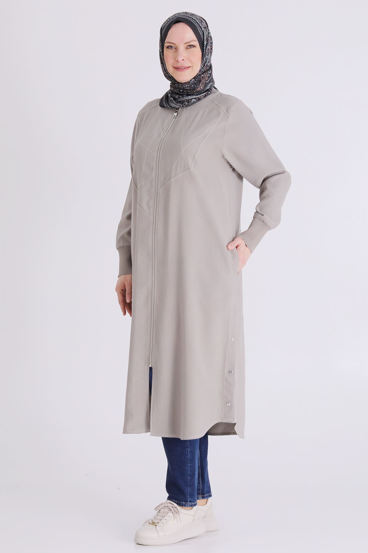 26YV2553 - KÜF YEŞİLİ  - Büyük Beden Tesettür Kap 