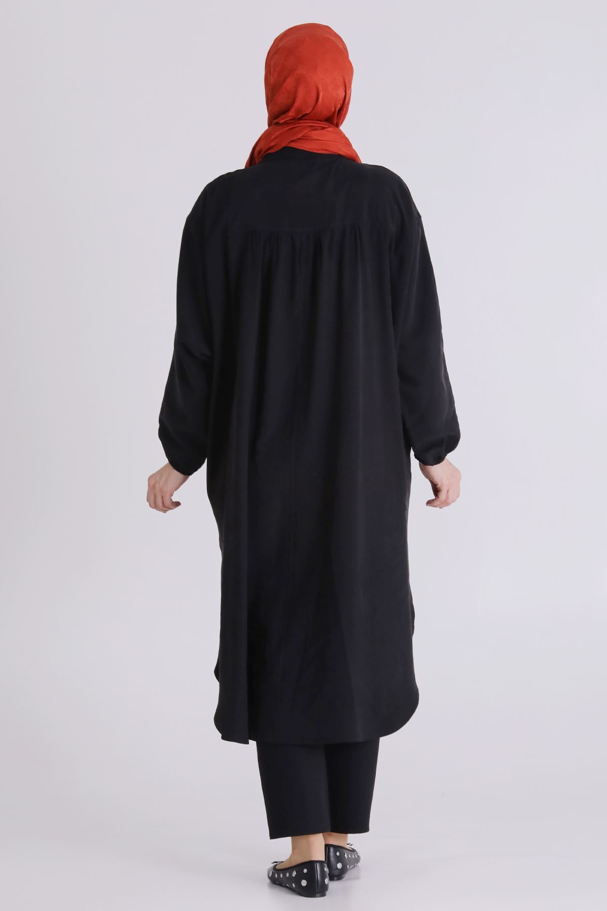 26YV2356 - SİYAH - Büyük Beden Tesettür Tunik 