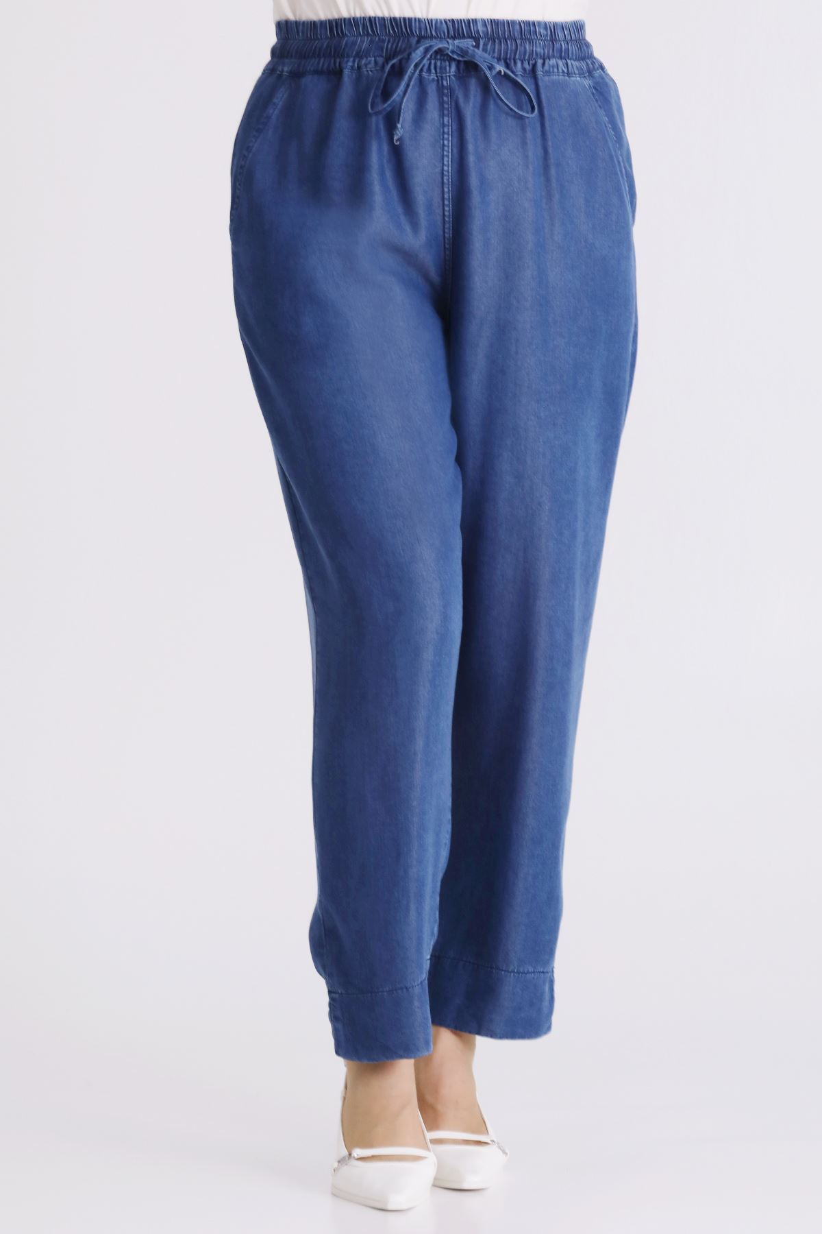 26YV10509 - KOYU MAVİ - Büyük Beden Tesettür Tensel Pantolon 