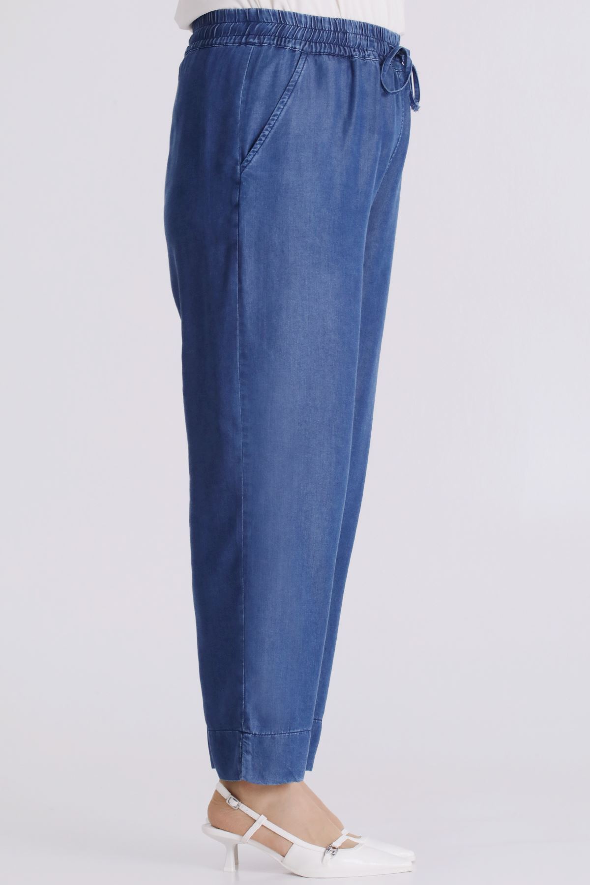 26YV10509 - KOYU MAVİ - Büyük Beden Tesettür Tensel Pantolon 