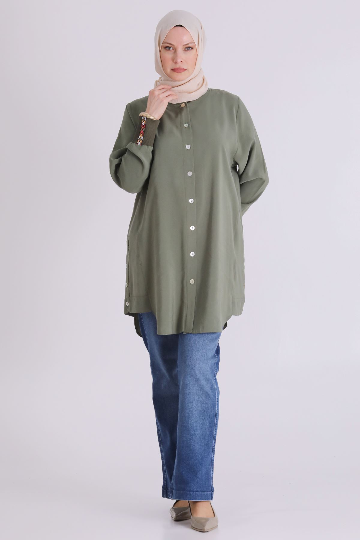 26YV2554 - NANE YEŞİLİ - Büyük Beden Tesettür Kap