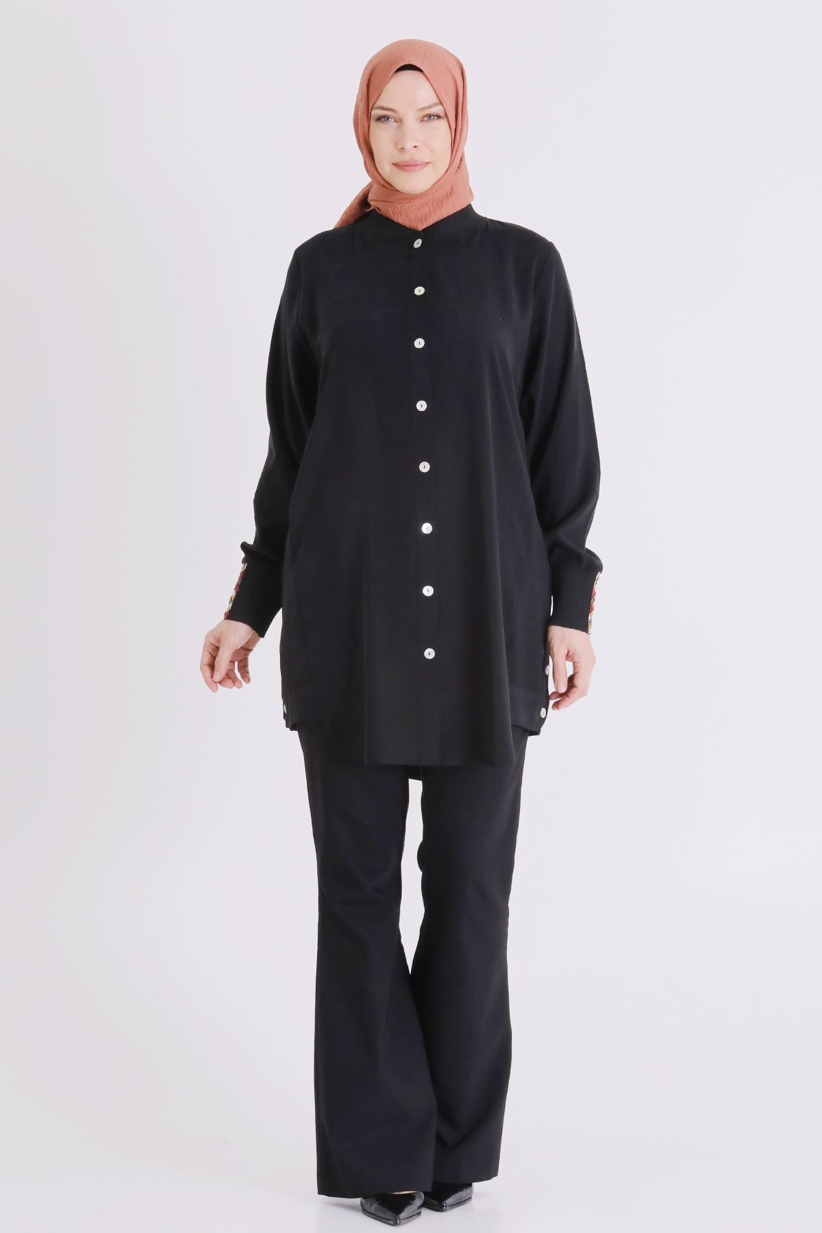 26YV2554 - SİYAH - Büyük Beden Tesettür Kap