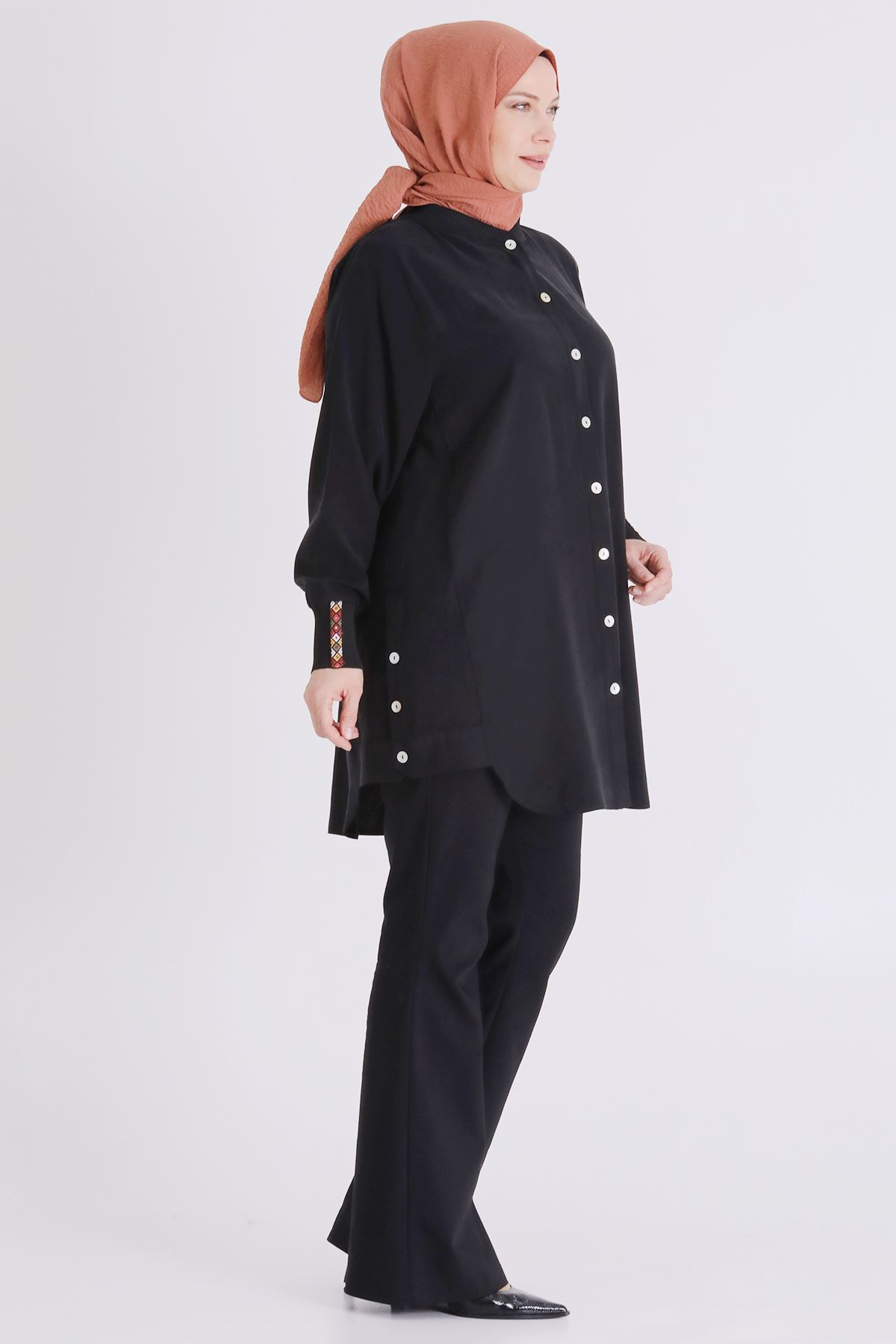 26YV2554 - SİYAH - Büyük Beden Tesettür Kap