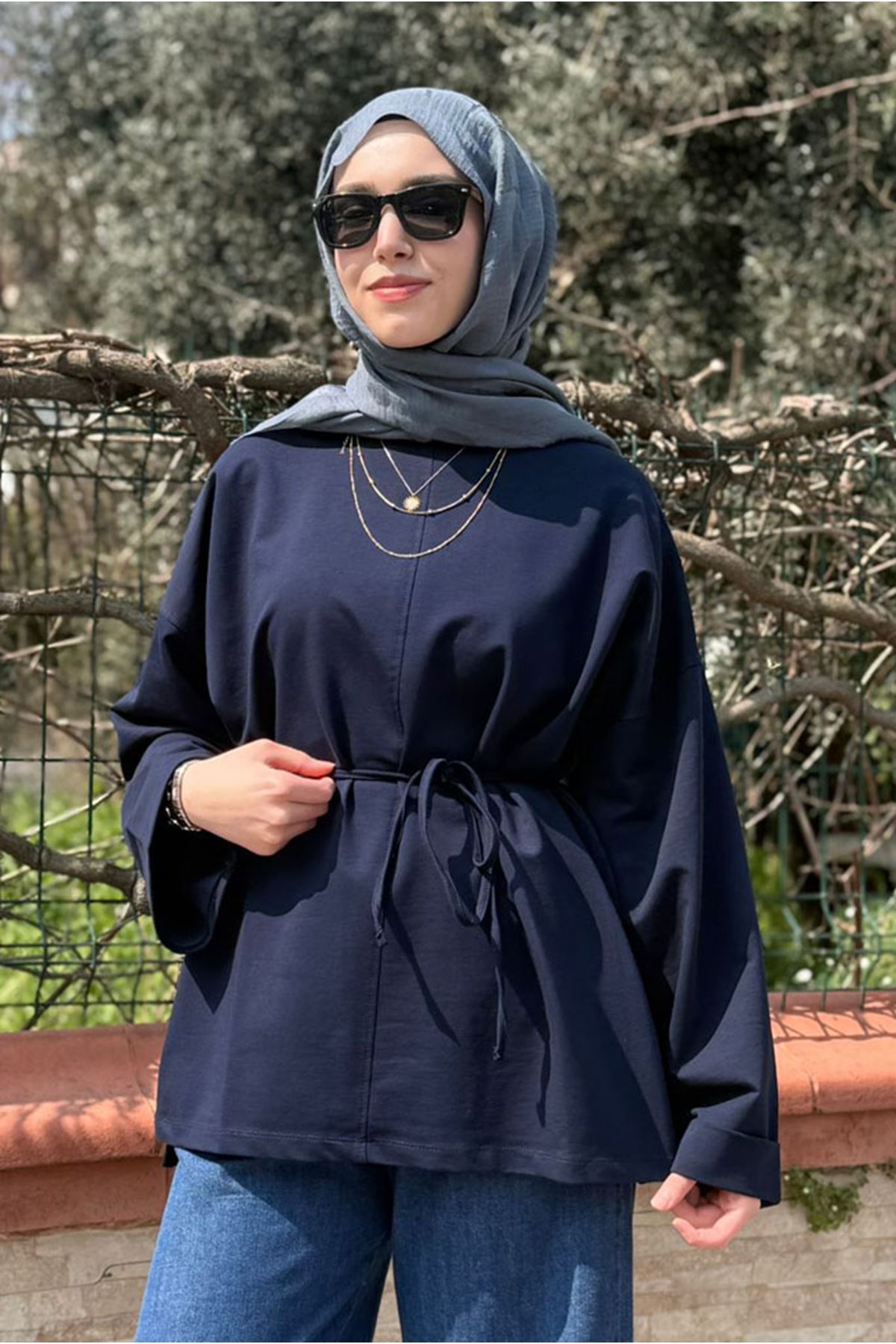 26Y6530 - LACİVERT - DİKİŞ DETAYLI YIRTMAÇLI SWEAT