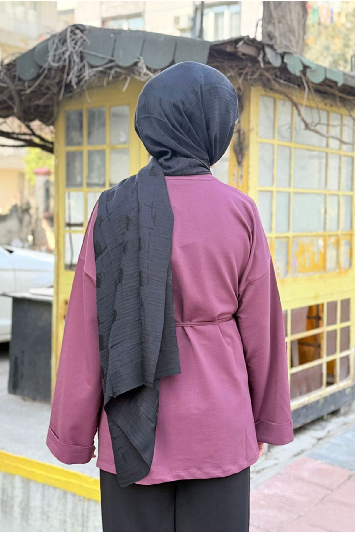 26Y6530 - GÜL KURUSU - DİKİŞ DETAYLI YIRTMAÇLI SWEAT