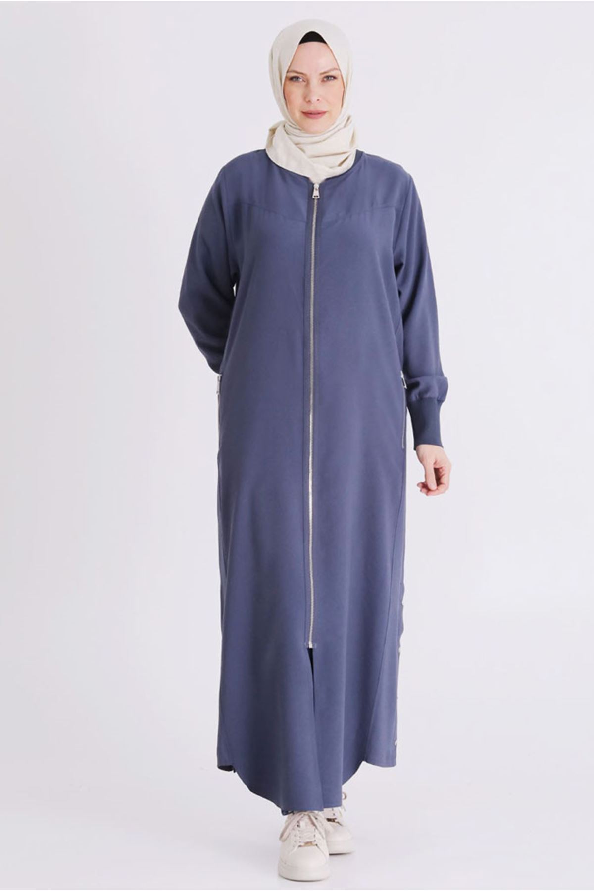 26YV2829 - DUMAN MAVİ - Büyük Beden Tesettür Ferace