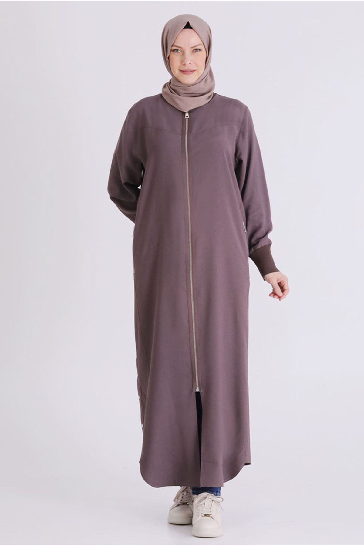 26YV2829 - KAKAO - Büyük Beden Tesettür Ferace 