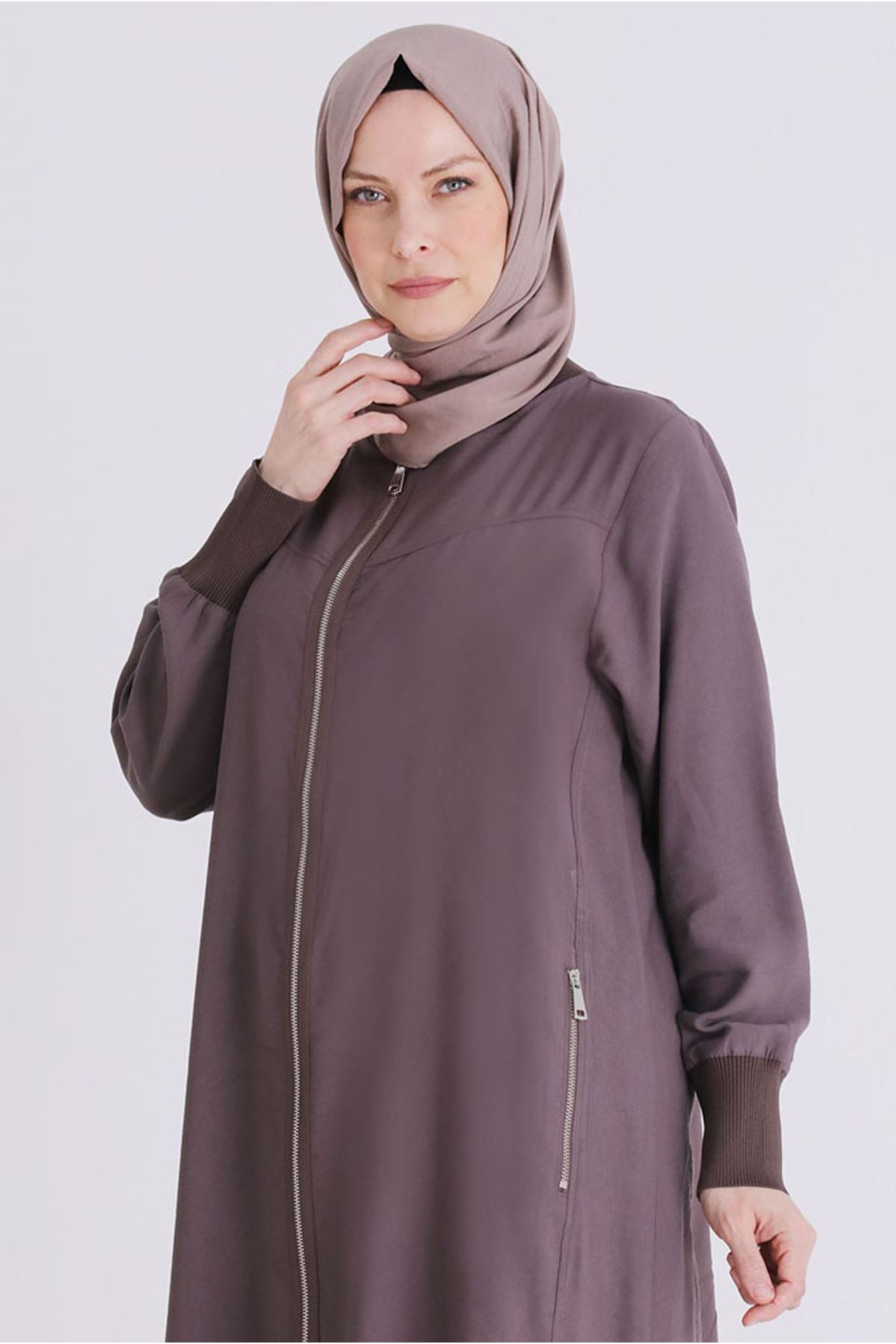 26YV2829 - KAKAO - Büyük Beden Tesettür Ferace 