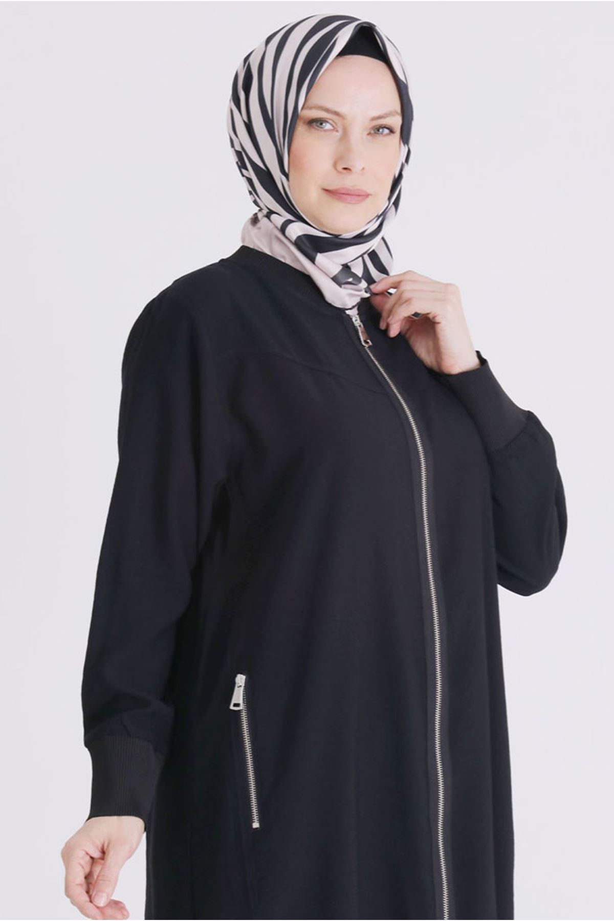 26YV2829 - SİYAH - Büyük Beden Tesettür Ferace