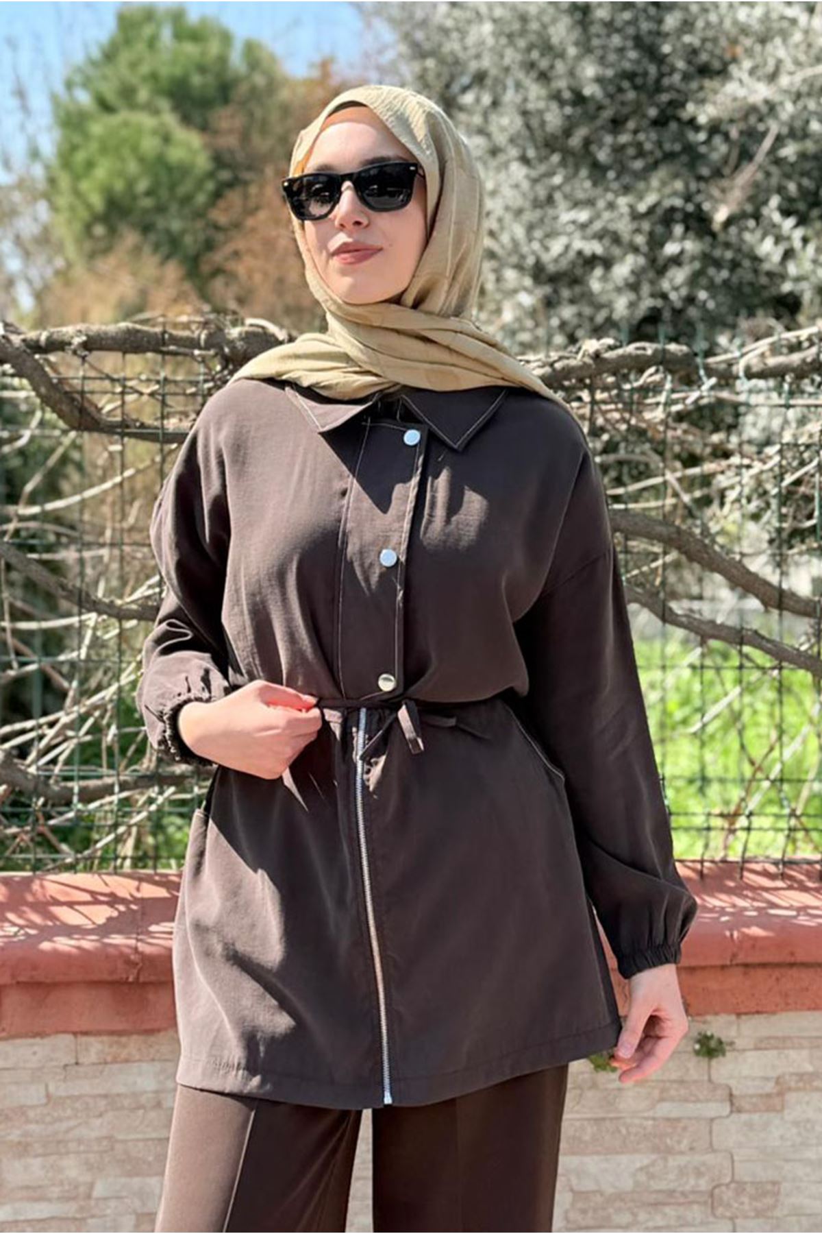 26Y7238 - KAHVE - ÇITÇITLI YAZ TRENCH