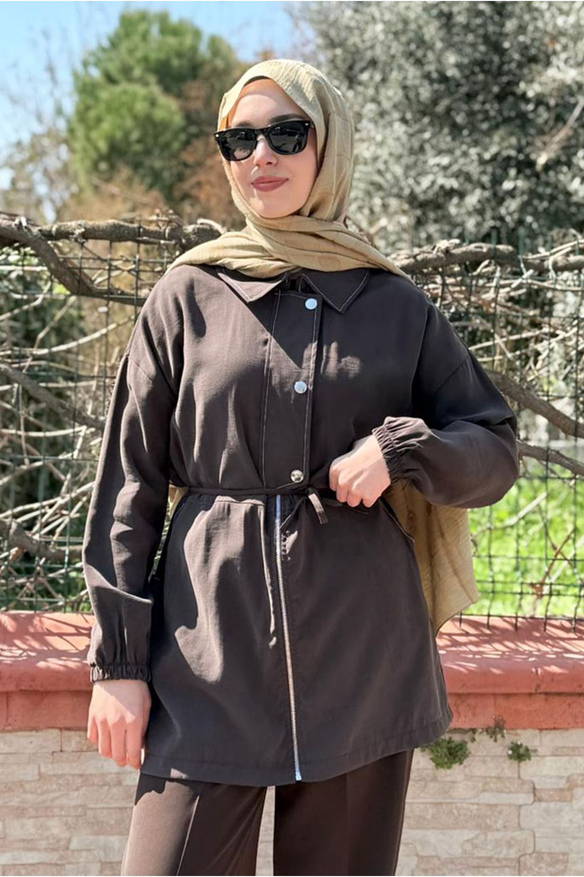 26Y7238 - KAHVE - ÇITÇITLI YAZ TRENCH