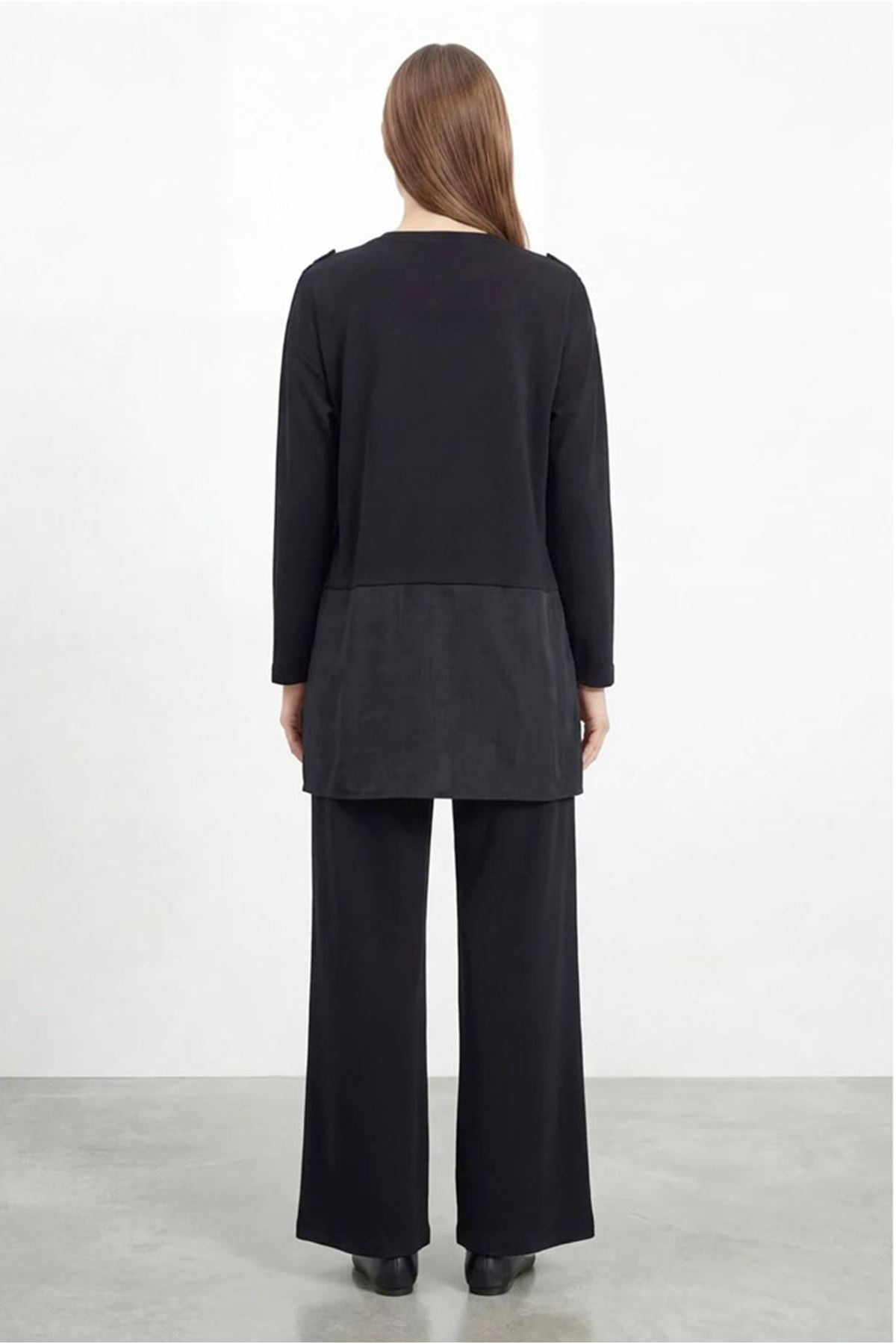 26Y6695 - SİYAH - OMUZU TAŞLI TAKIM