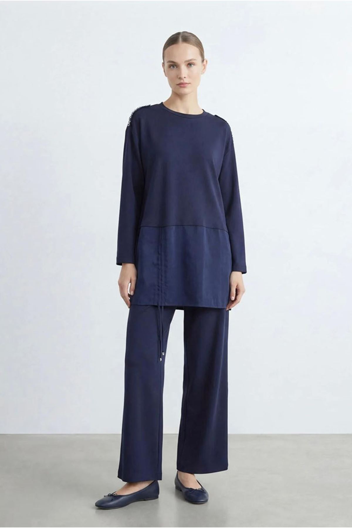 26Y6695 - LACİVERT - OMUZU TAŞLI TAKIM 