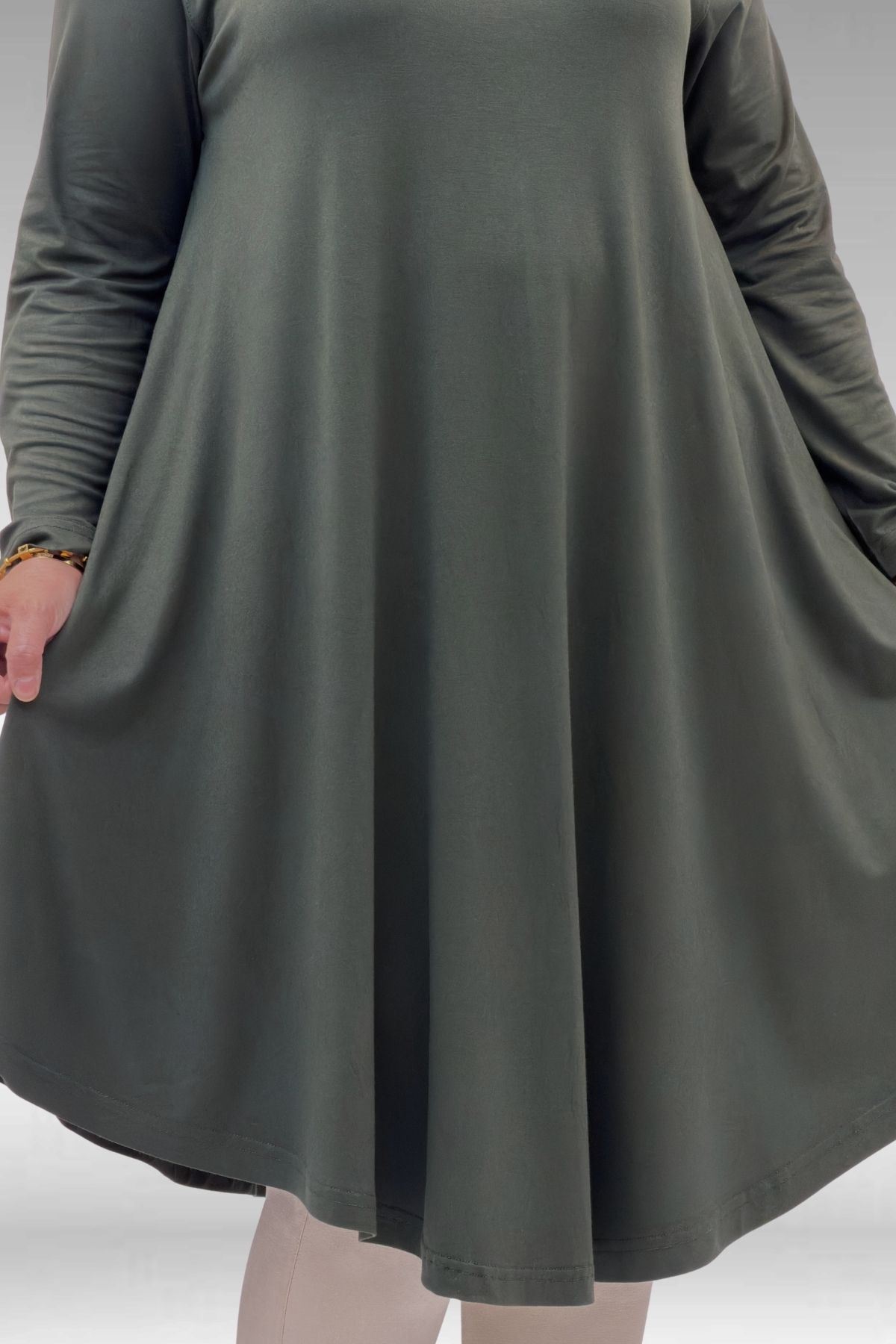 28016 Büyük Beden Mevlana Penye Tunik - Haki