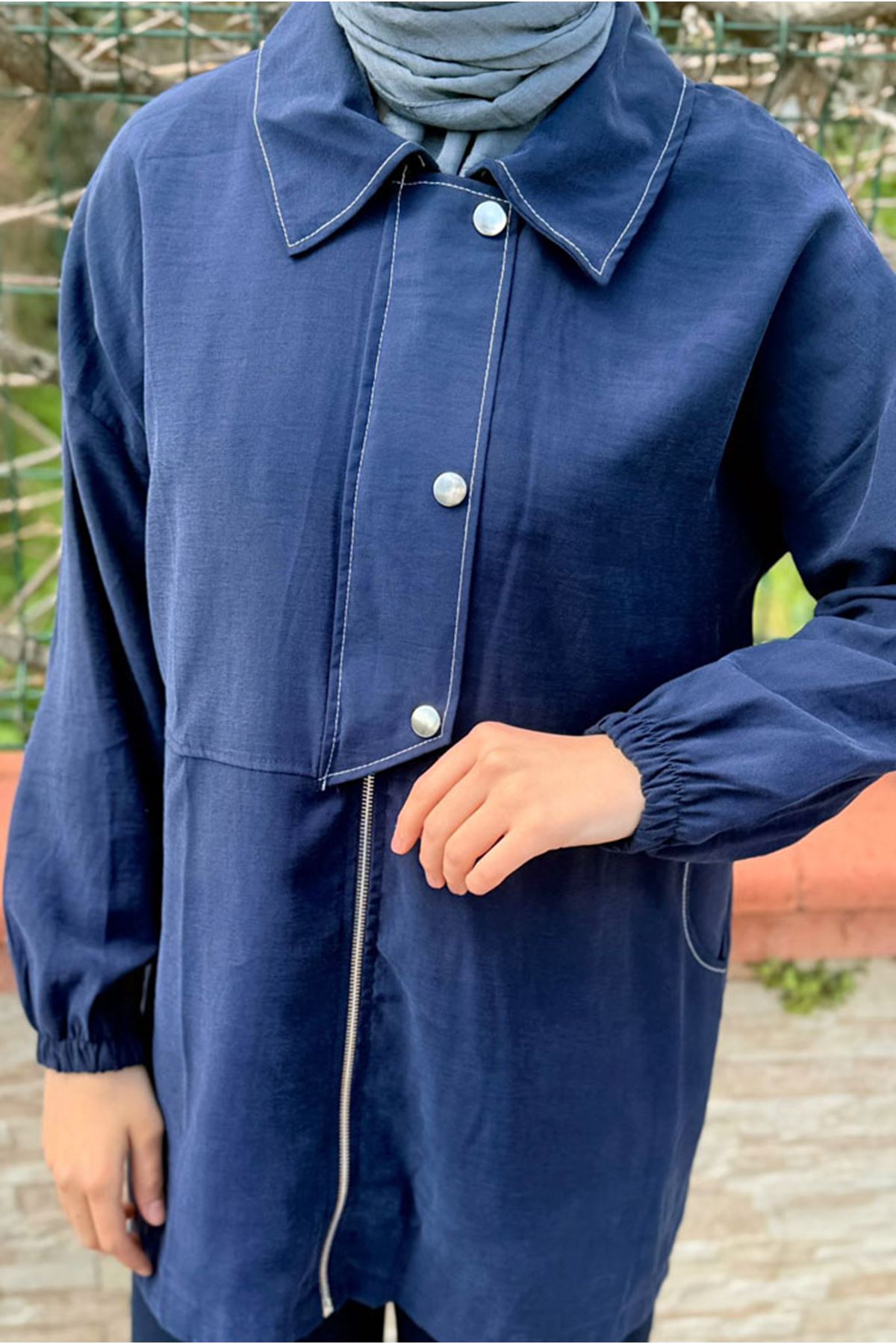 26Y7238 - LACİVERT - ÇITÇITLI YAZ TRENCH