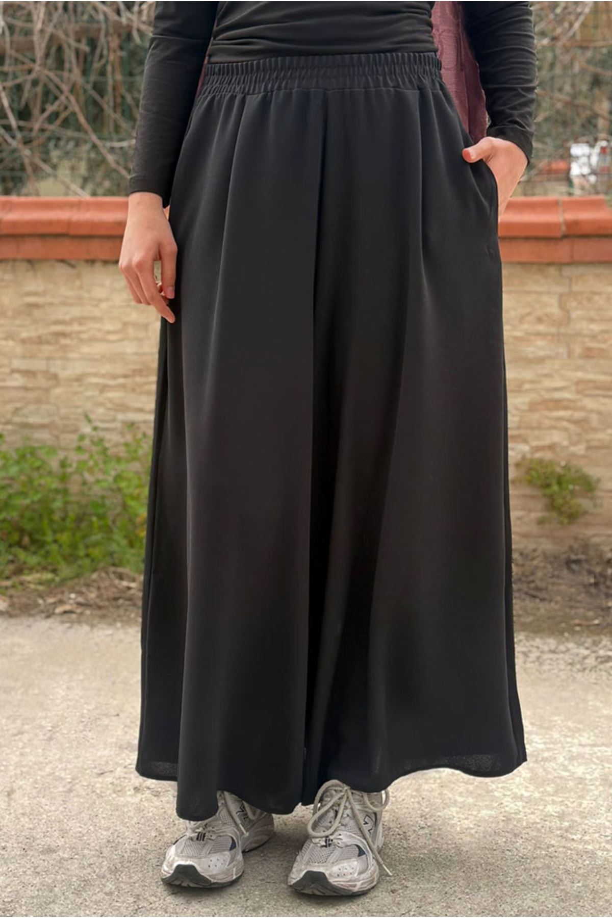 26Y7380 - SİYAH - KREP ETEK PANTOLON 