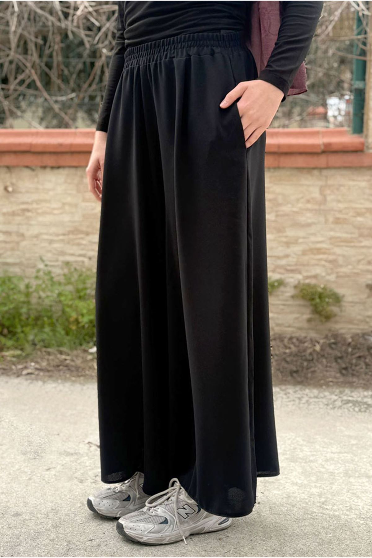 26Y7380 - SİYAH - KREP ETEK PANTOLON 