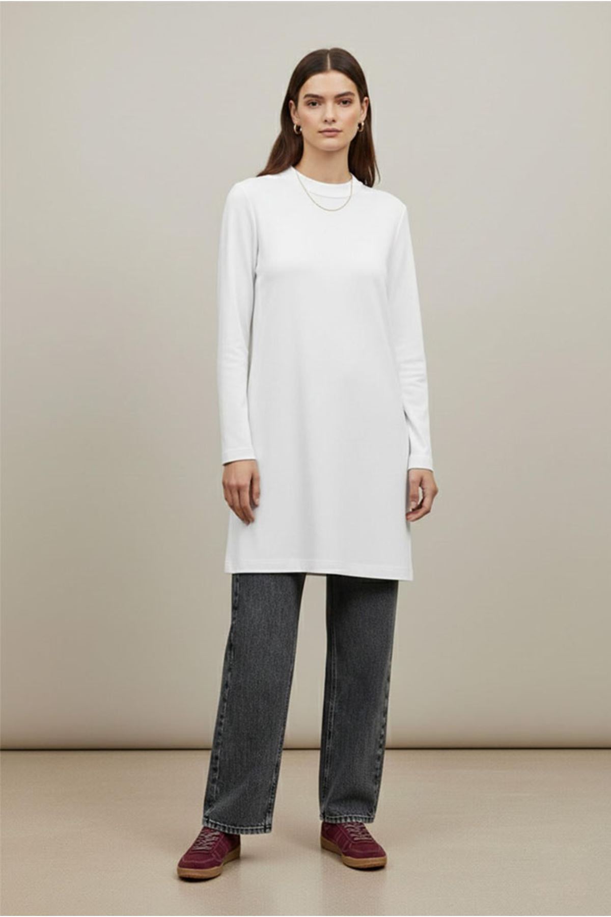 26Y6555 - EKRU - PENYE UZUNKOL TUNİK 