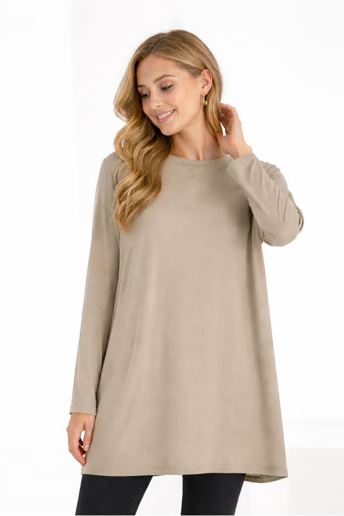 26Y6555 - VİZON - PENYE UZUNKOL TUNİK  